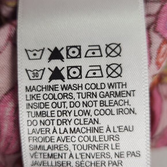 Lucky Brand Button-Up Blouse Women’s SZ L Pink Floral 100% Modal Short Sleeve - Picture 13 of 14